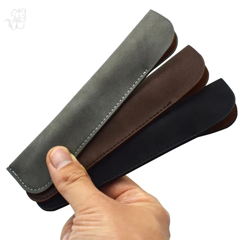 한 개의 펜을위한 부드러운 연필 케이스 홀더 PU 가죽 연필 케이스 쓰기 재료 편지지 보관 가방 사무실 학교 용품 선물