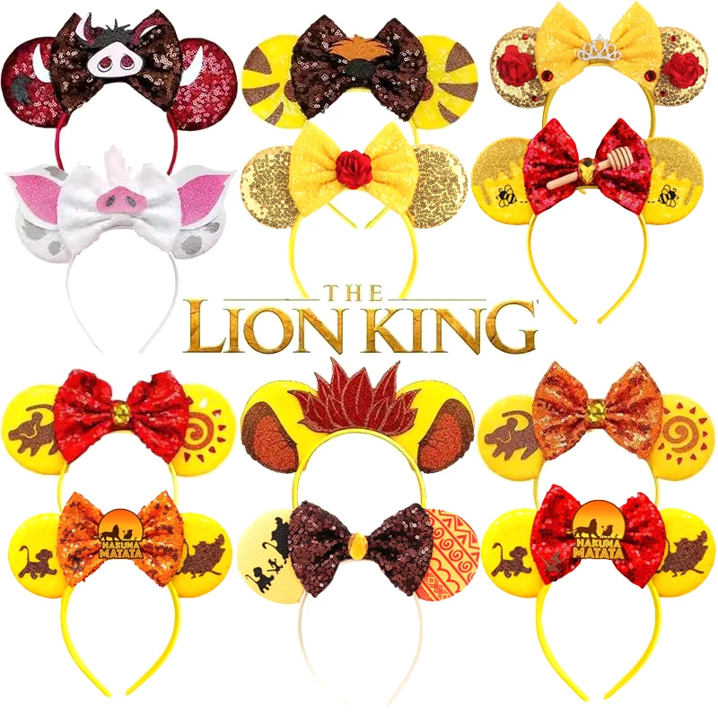 미키 마우스 헤어밴드 라이온 킹 무파사 심바 귀 머리띠 소녀용 펌바 헤드웨어 ..