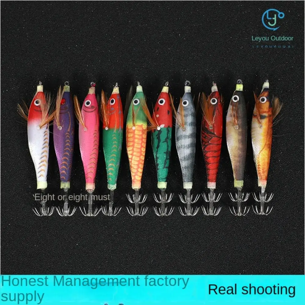 

10pcs/Bag fishing tackle wood shrimp lures 2023 9.3g 10cm lead sinker squid hook jigs Hard octopus lure lifelike