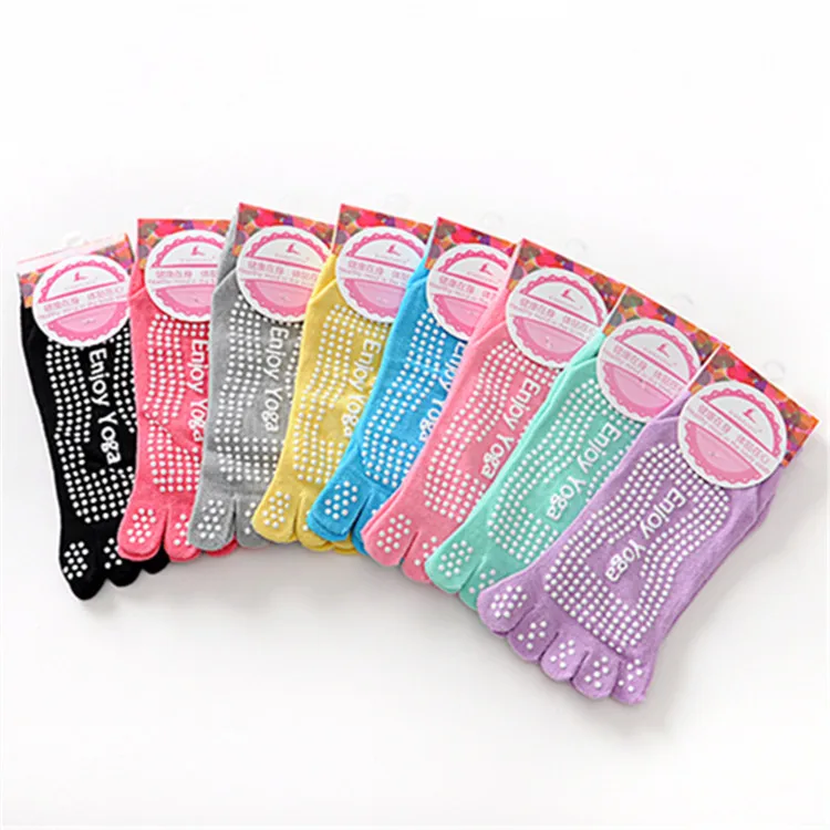 

Women's Non Slip Cotton Yoga Socks with Heels, Health Sports, Odor Proof Five Toe Floor Socks, Five Finger Socks