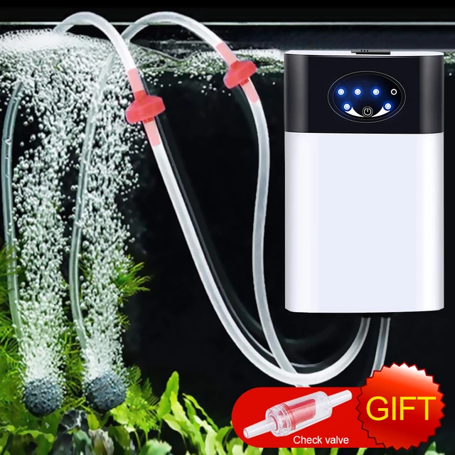 AQUARIUM & Pezera DOUBLE OXYGENATOR 2 OUTLETS AIR COMPRESSOR PUMP WITH GIFTS