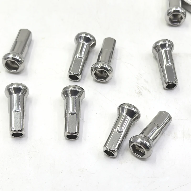 8G Body 9G thread Motorcycle Spoke's Nipples Material 304 Stainless Steel Length 24.7mm Sliver Color Motocross Wheel Spoke Caps