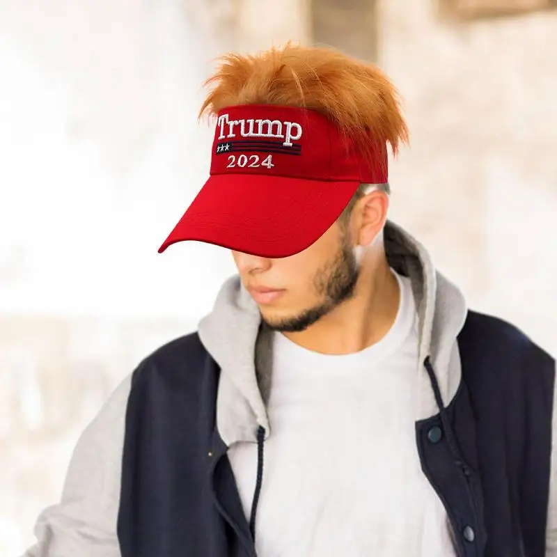 Trump Hats Half Hat Support for Trump Hat Adjustable Baseball Caps Outdoor Sunscreen Baseball Caps Wig Visor