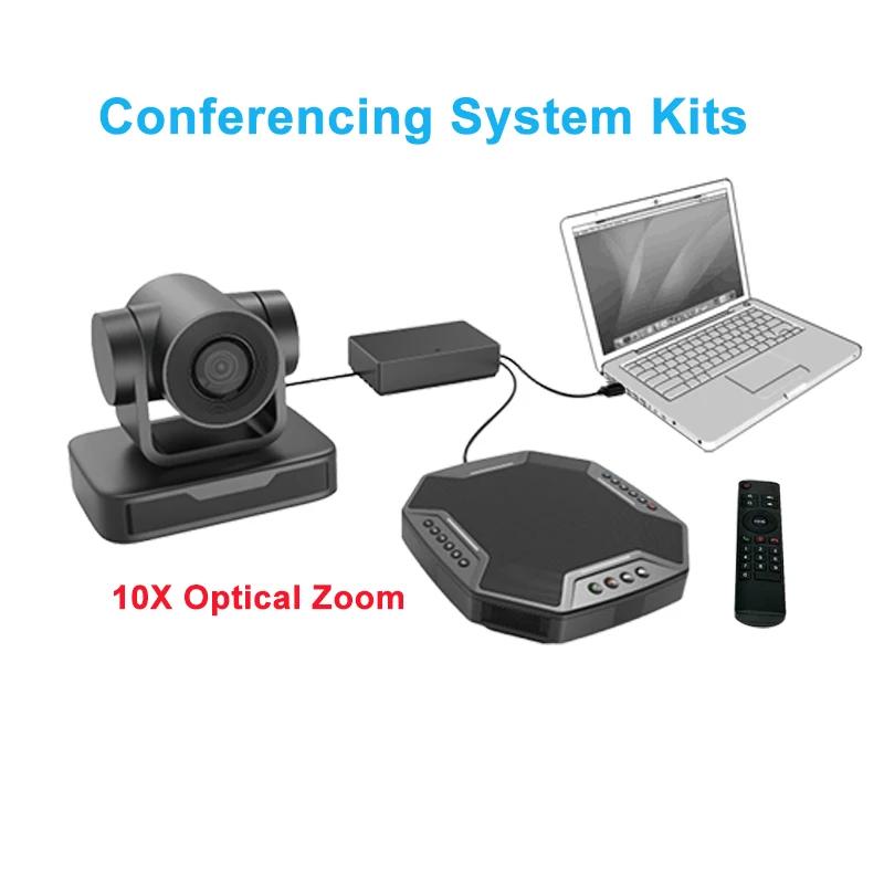 

Group 360degree Omnidirectional Microphone USB Small 10X Zoom PTZ Video PTZ Camera Kit Remote Conferencing Video Audio System