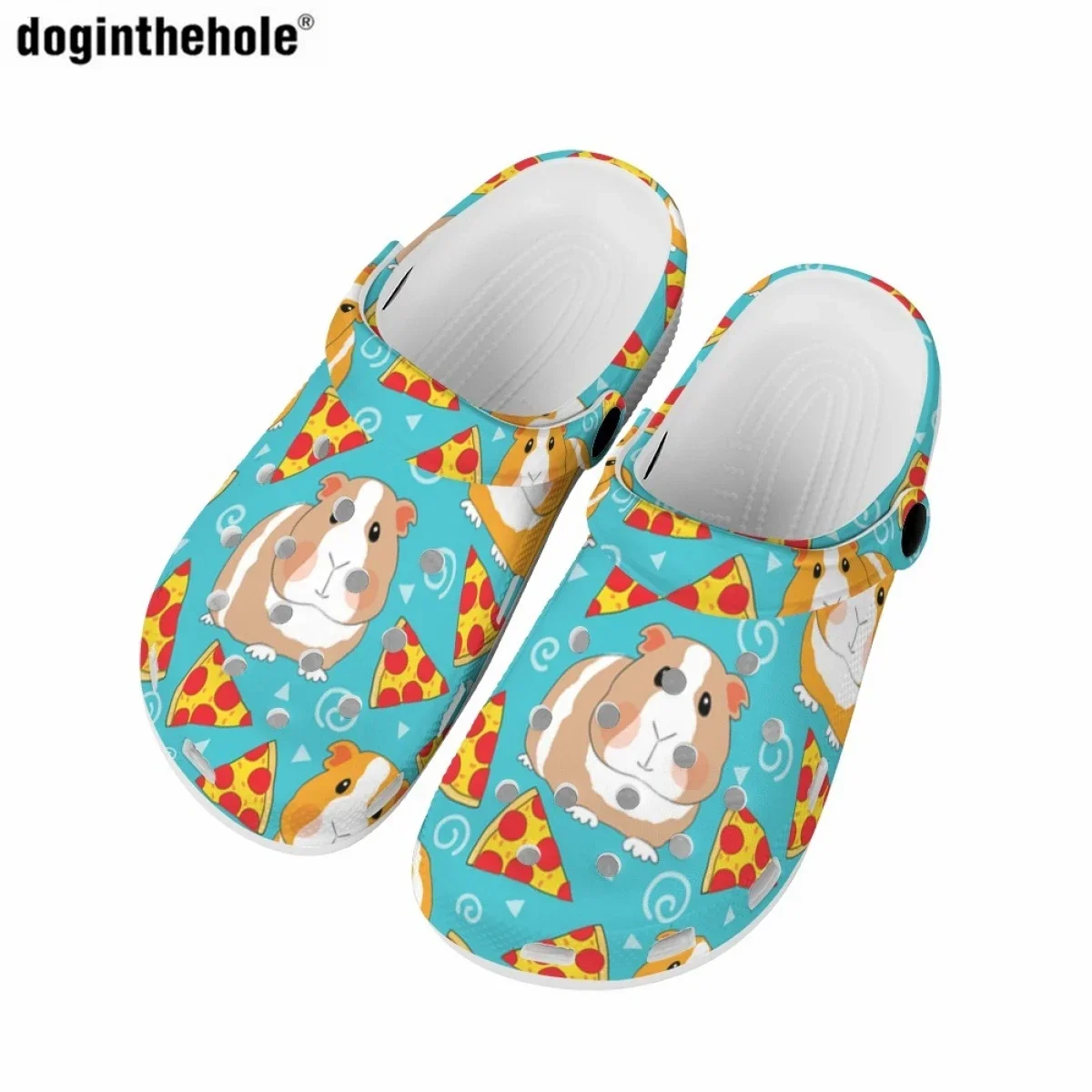 New Summer Clogs For Women Cute Cartoon Guinea Pig Print Slippers Men Outdoor Beach Wading Sandals Garden Hole Shoe
