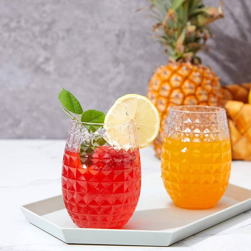 Wine Glasses Whiskey Cocktail Juice Drinking Plastic Cups - Unbreakable