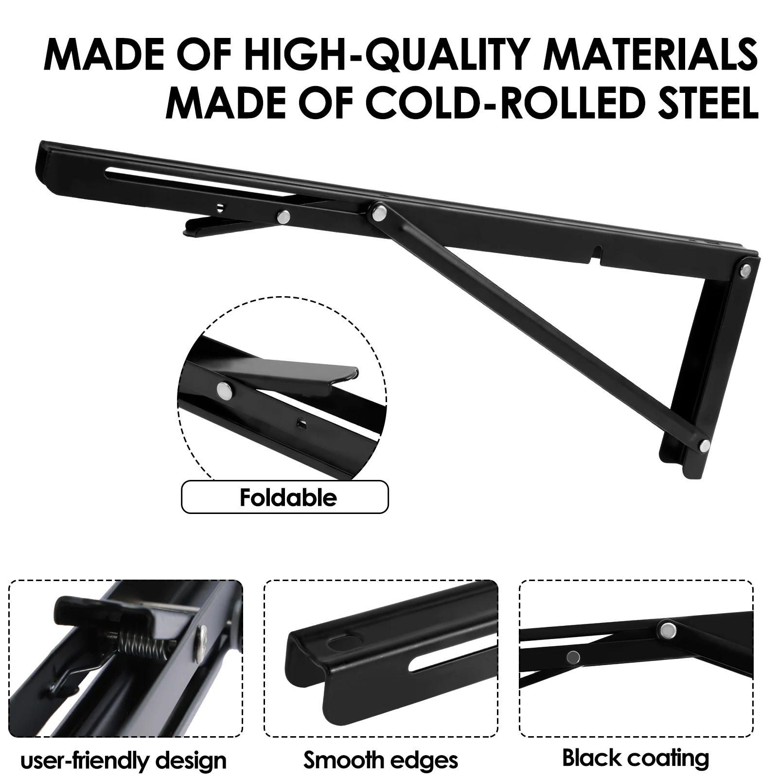 2PCS Folding Shelf Brackets Stainless Steel Collapsible Triangle Shelf Bracket DIY Wall Mounted Folding Table Hinge with Screws