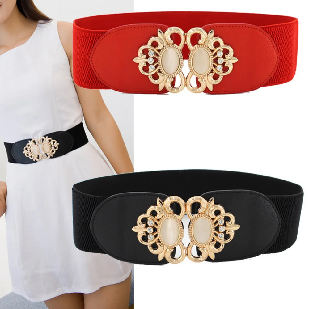 Cintura versatile da donna Cintura elastica Cintura alla moda Cintura da donna con gonna intarsiata in doppio opale Cinghie decorative_voghion.com