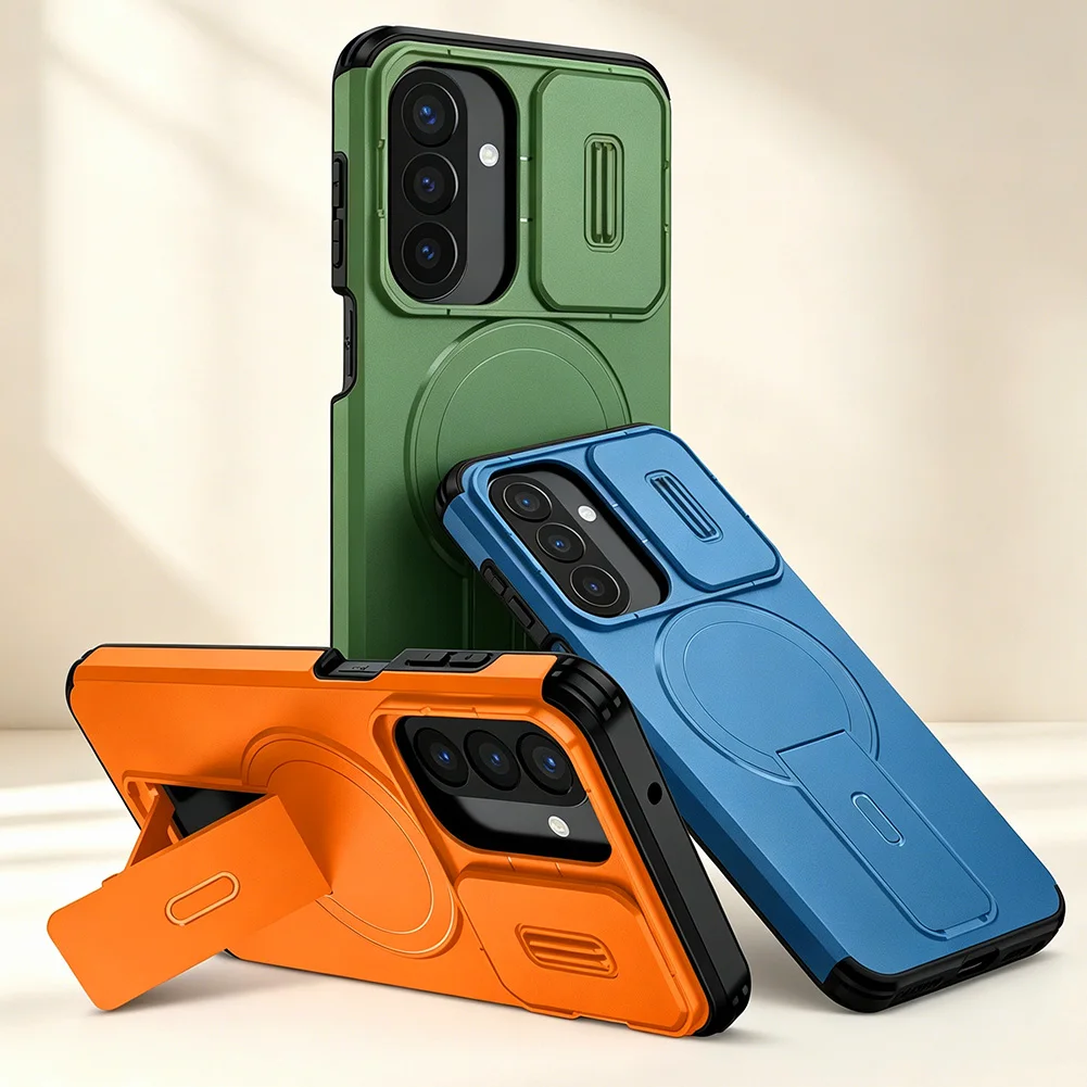 Magnetic Kickstand Heavy Duty Case with Sliding Camera Protector Cover