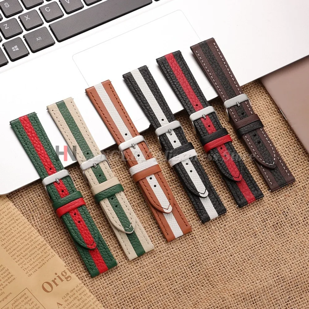 Premium Leather Watch Straps - Elegant Cowhide Bands in Black, Brown, and White