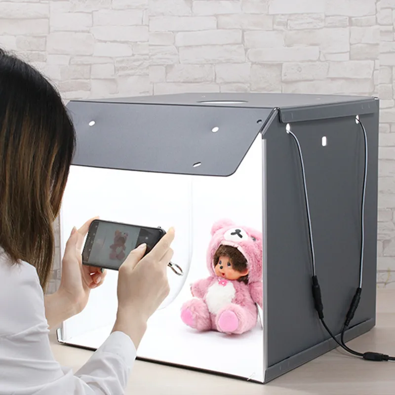 SANOTO 40cm Photo Light Box Photography Studio Portable Folding Softbox LED Lights Dimmable Fotobox Desktop Shooting Tent Kit