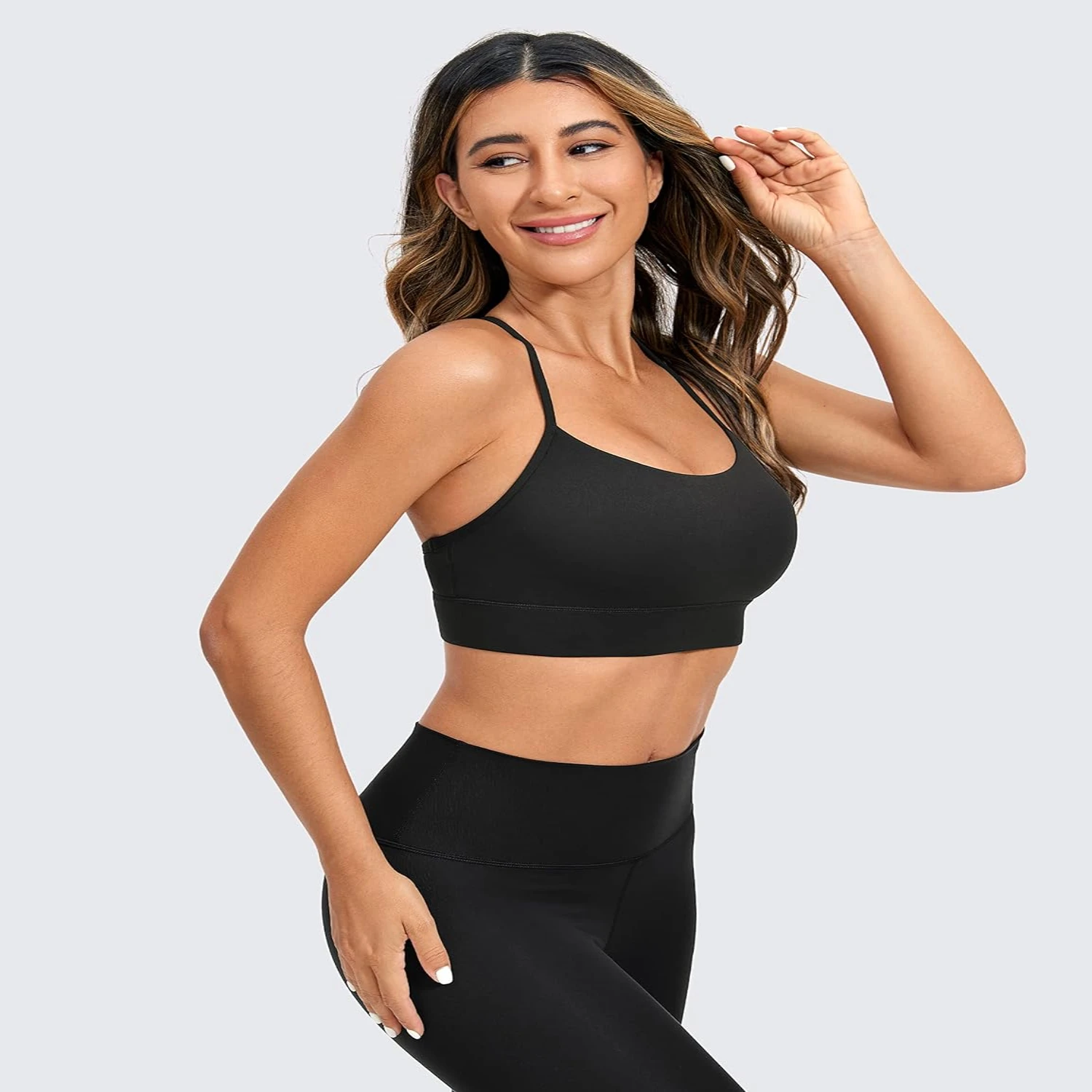 Chic Butterluxe Wireless CRZ YOGA Padded Y-Back Racerback Sports Bra-Sleek and Stylish Athletic for Women with Spaghe