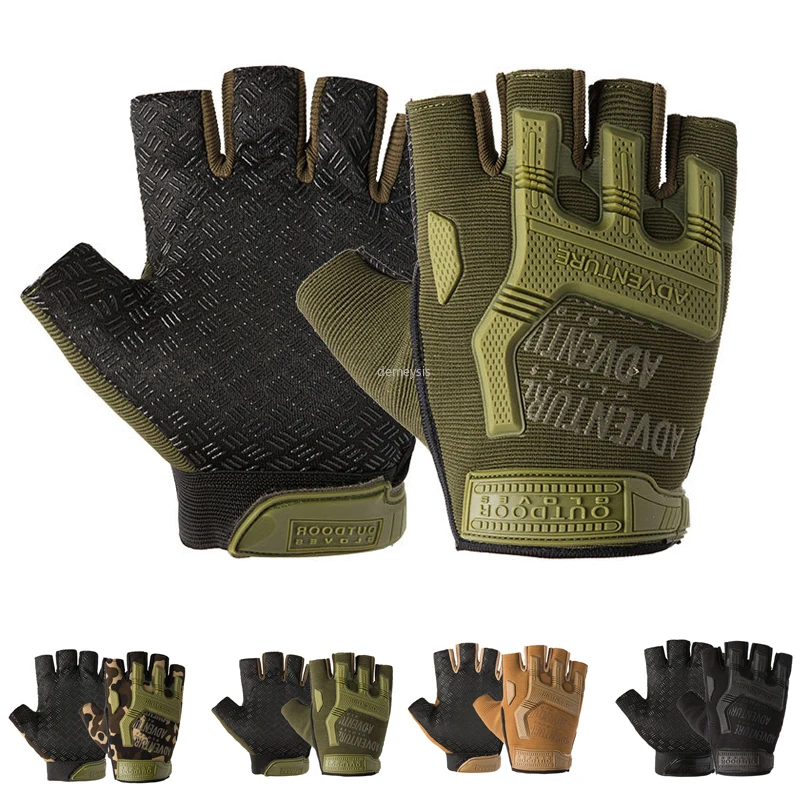 Outdoor Sports Tactical Gloves Fingerless Army Glove Hiking Camping Gym