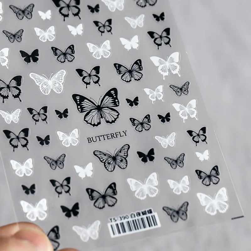 

[Meow.Sensei] Thin Tough Nail Sticker Pro Thin Transparent Nail Sticker White Night Butterfly Ts390