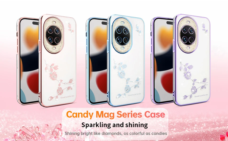 Radiant Rhinestone Glitter Transparent Phone Case with Soft TPU Back Cover