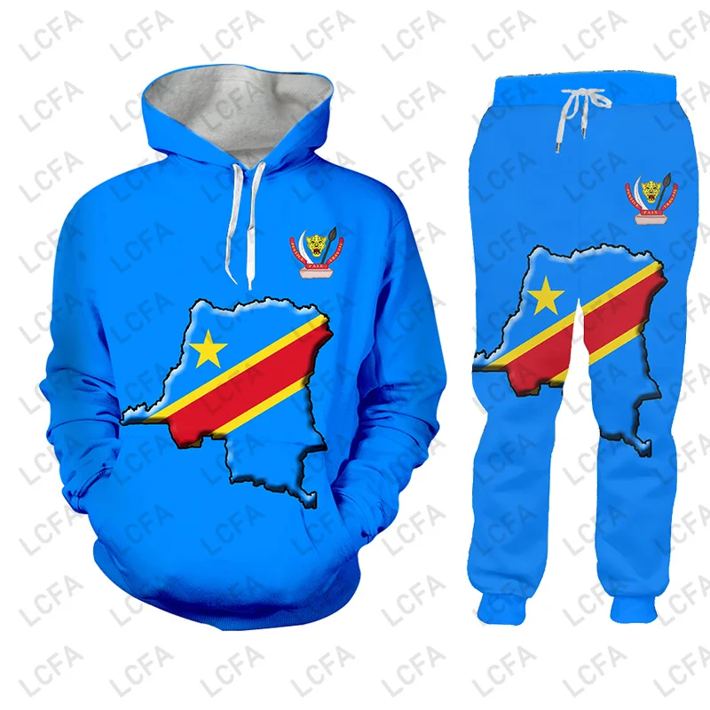 Zaire DR Congo Flag Zip up Hoodies Jacket Pants Tracksuit Men Print Oversize African Pullover Sweatshirt Unisex Clothes Dropship 2