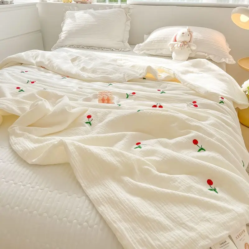 여아용 한국 인스 쿨 담요, 부드럽고 피부 친화적, 여름용 쿨 이불,  더블 에어컨 이불