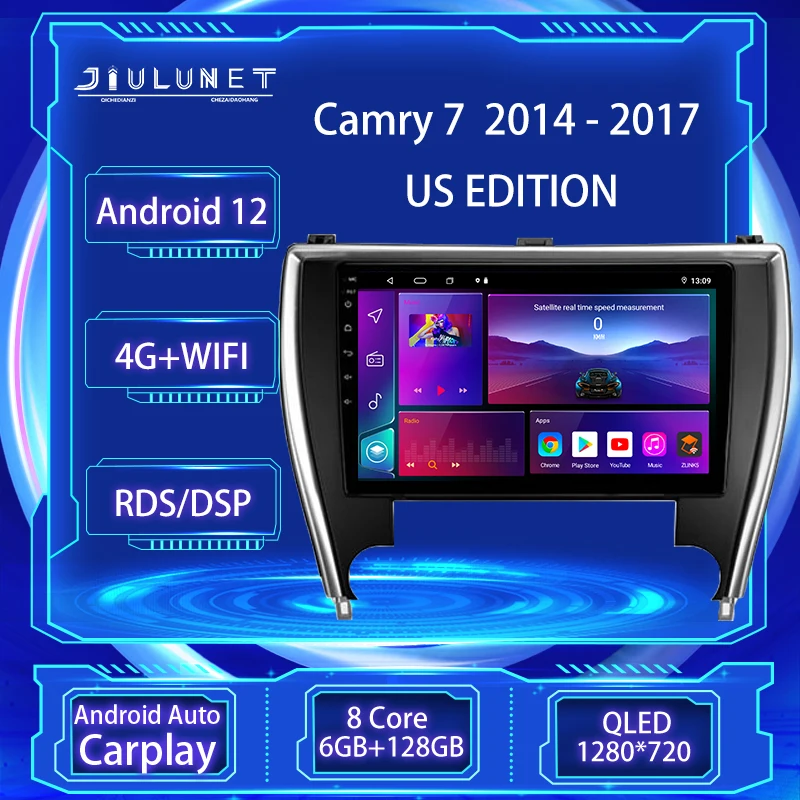 

JIULUNET 8 core Car Radio Android 12 For Toyota Camry 7 XV 50 55 2014 - 2017 US EDITION Multimedia Player Navigation Carplay