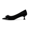 High-Heeled Shoes Elegant Fashion Female Commuting Low Heeled Shoes British Style Patchwork Design Lady Pointed Shoes 4