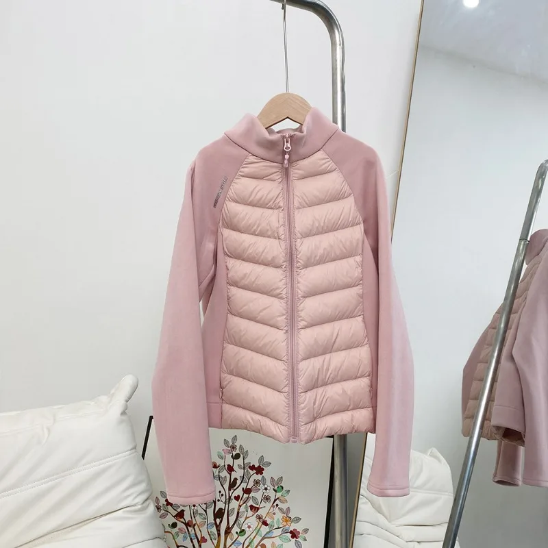 Trendy Winter Down Jacket Women Stand Collar Cropped Outdoor Sportswear Thin Long Sleeves New Standard Duck Feather Winter Yoga