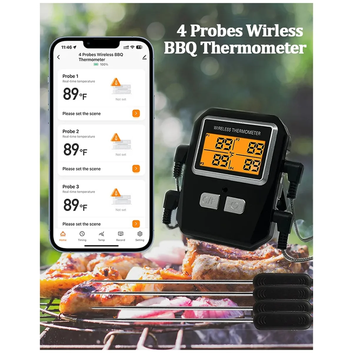 Tuya 100M Wireless Meat Food Thermometer Kitchen Cooking Tool Oven Grill BBQ Bluetooth Temperature Meat Thermometer