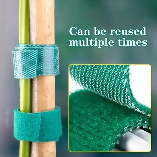 Self Adhesive Plant Nylon Cable Tie Green Adjustable Plants Hook Loop Support Garden Twine Bandage Reusable Fastener Tape Strips 3