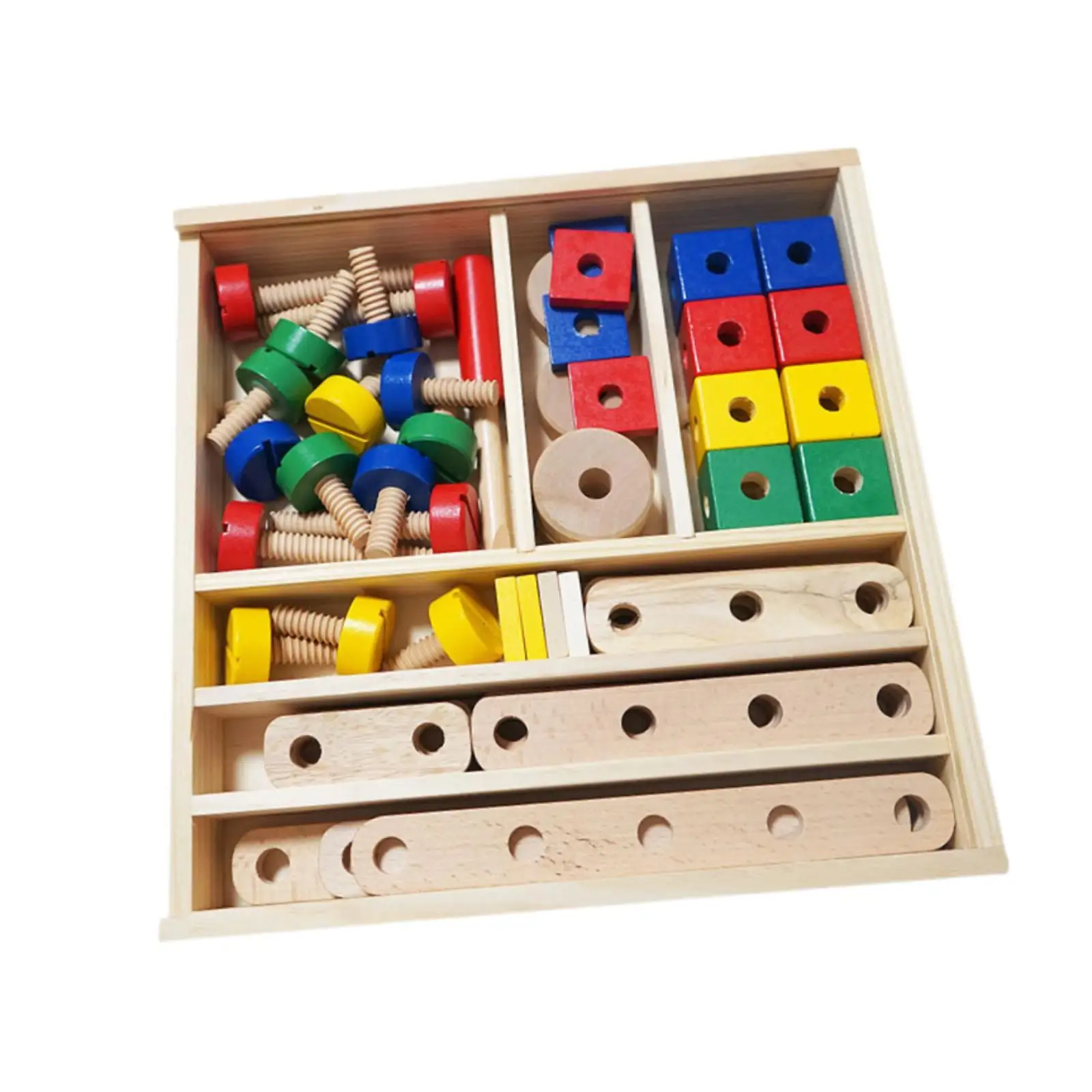 Kids Nut and Bolts Toy Wood Block Building Kit for Birthday Gift Party Toy