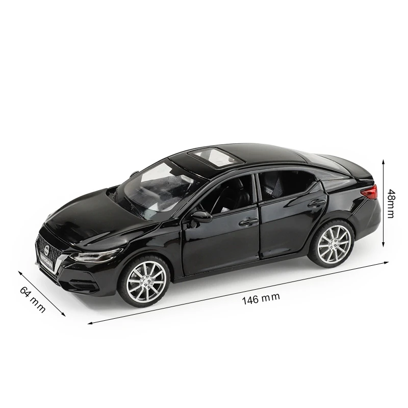 Nissan SYLPHY Miniature Diecast Car Model para Crianças, Portas de Som e Luz, Brinquedo Openable, Coleção Educacional, Presente para Menino, 1:32