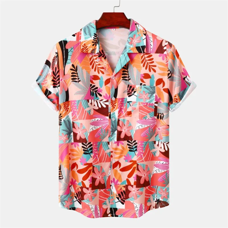 

Vintage Flower Leaves Hawaiian Shirt For Men Casual 3d Print Plants Shirts Summer Short Sleeves Street Beach Vacation Blouse