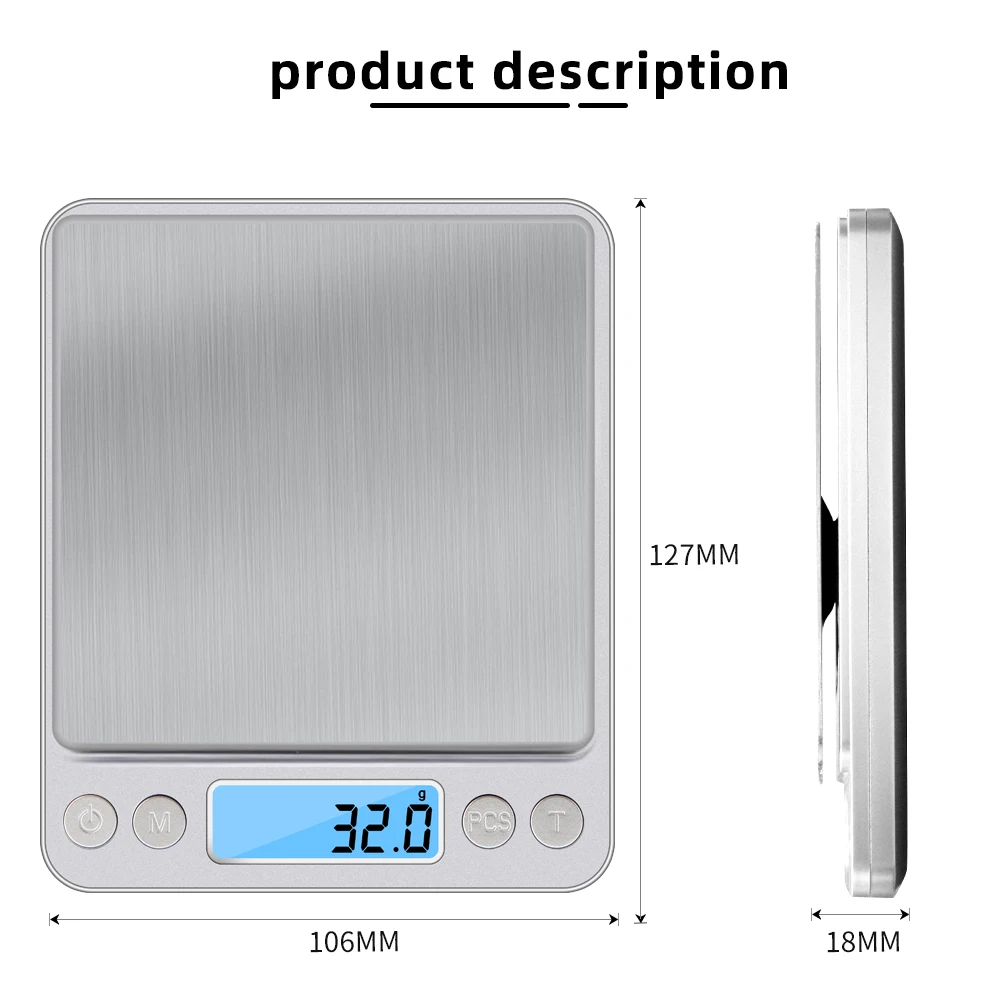 AMIR Digital Kitchen Scale, 3000g 0.01oz/ 0.1g Pocket Cooking Scale, Mini  Food Scale, Pro Electronic Jewelry Scale with Back-Lit LCD Display, Tare 