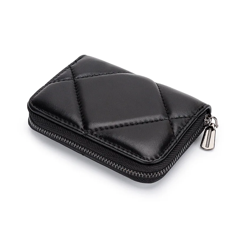 

Genuine Sheepskin Leather Luxury High Quality Fashion Vintage Credit ID Card Holder With Business Card Case Coin Purse Card Bag