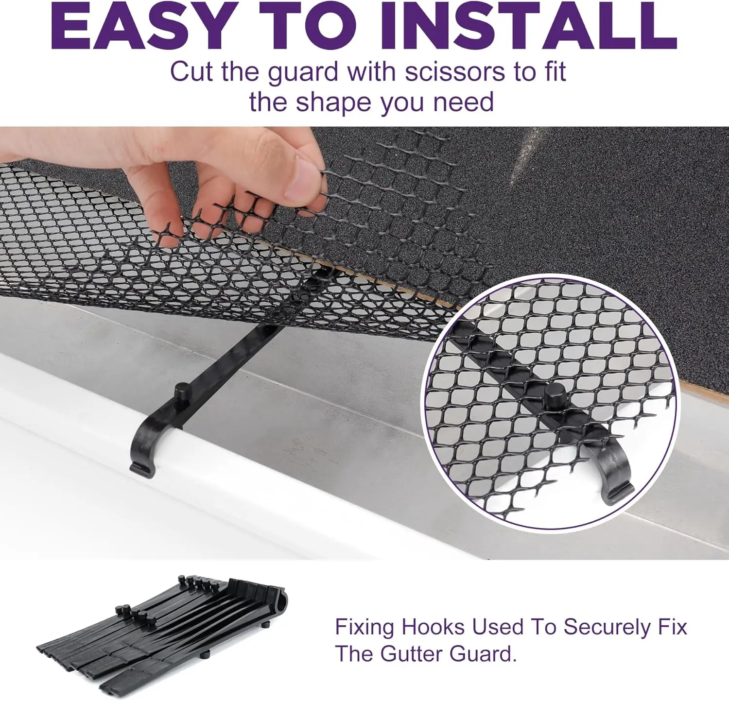 Gutter Guard Mesh Plastic Roll Garden Drainage Protector Leaf Debris Blocker Preventing Clogged Drains with 10 Clip Fixed gutter guard mesh