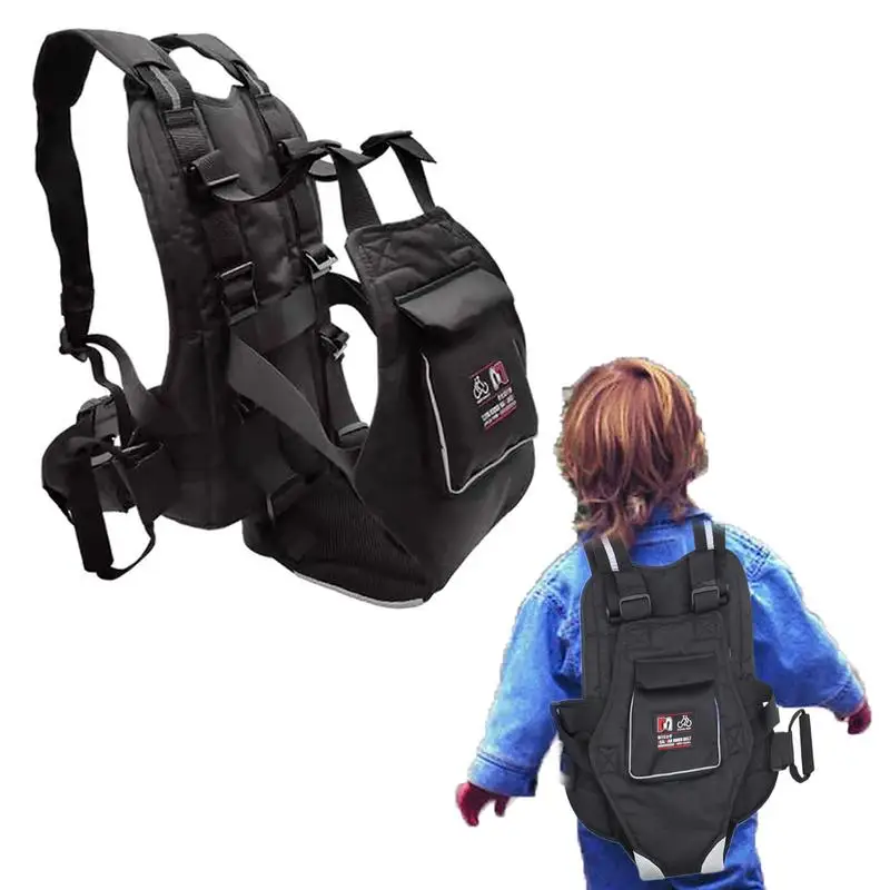 

Adjustable Child Motorcycle Harness Breathable Reflective Material Adjustable Belt With Safety Handle Breathable Material Black