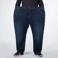 Plus Size 42 44 46 48 50 52 Autumn Winter New Men's Classic Jeans Loose Straight Denim Trousers Stretch Brand Pants Black Blue 2