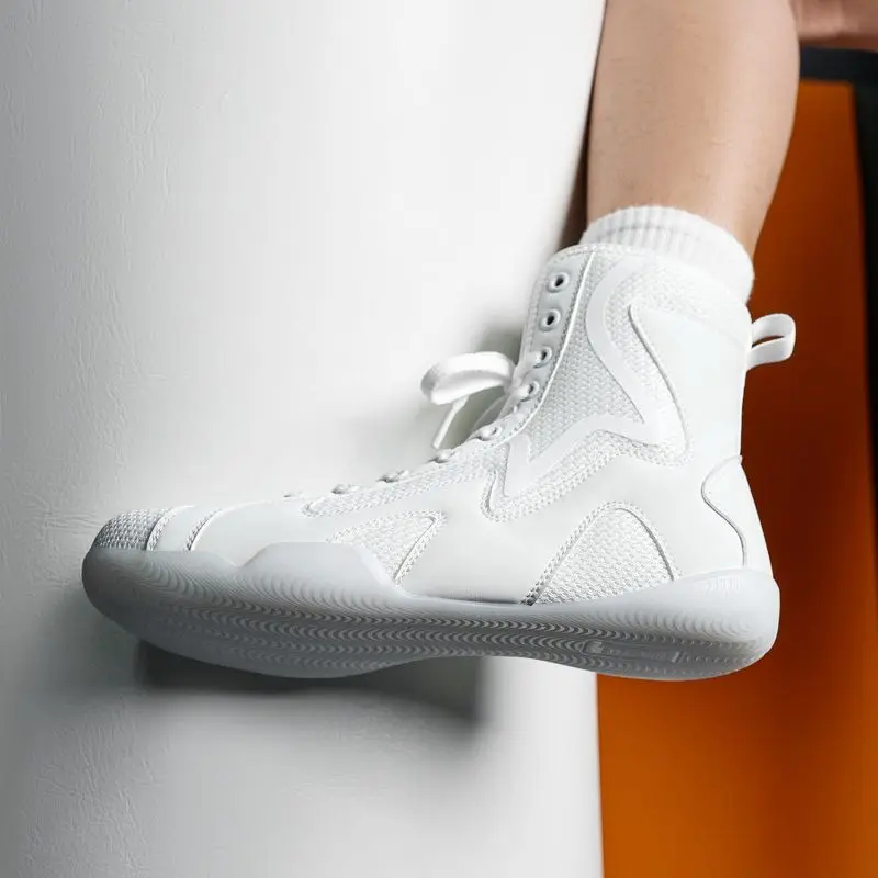 Indoor professional sports wrestling shoes men's foreign trade large size boxing shoes high top mesh