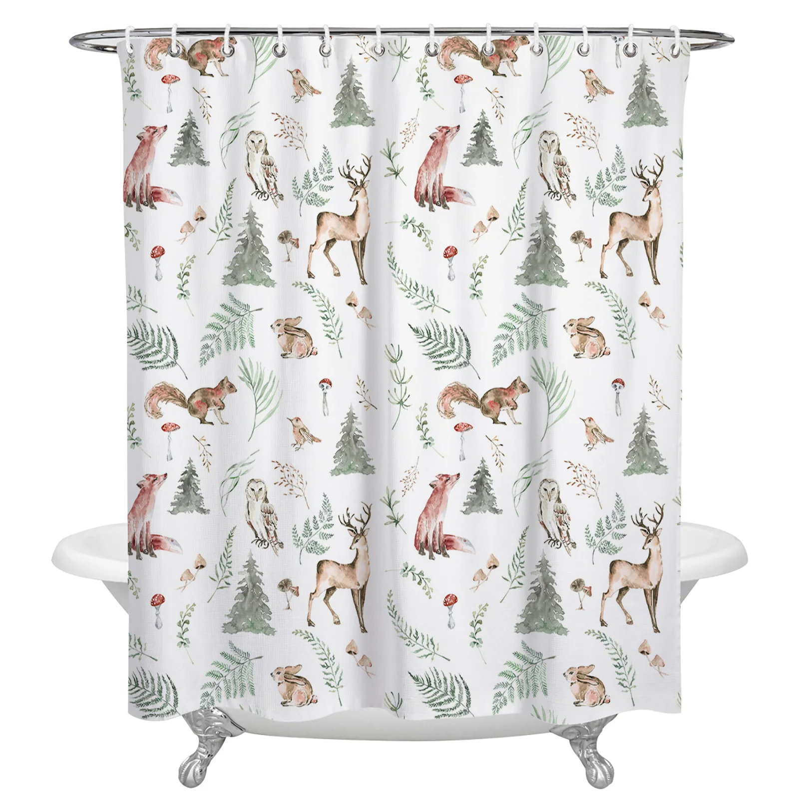 

Winter Christmas Tree Elk Squirrel Leaves Shower Curtains Waterproof Bath Curtains Home Decor Modern Luxury Bathroom Curtain