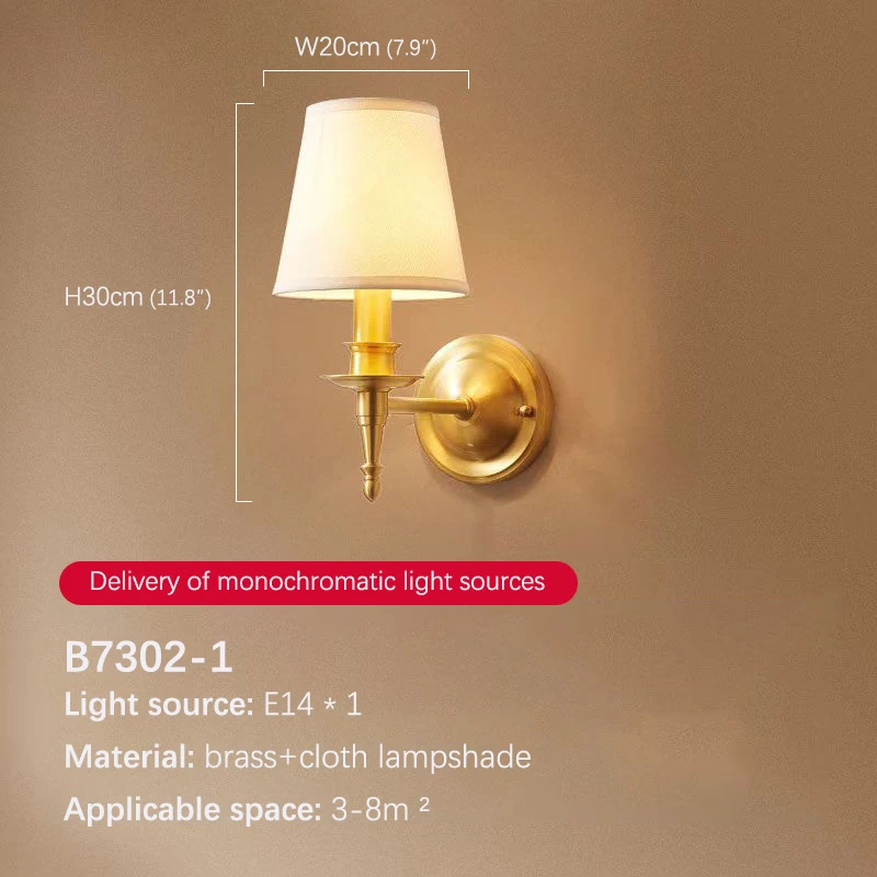 OUFULA American Brass Wall Lamp Indoor Living Room Bedroom Bedside Lamp Retro villa Hotel Corridor Hallway Wall Lampl Lamp 6
