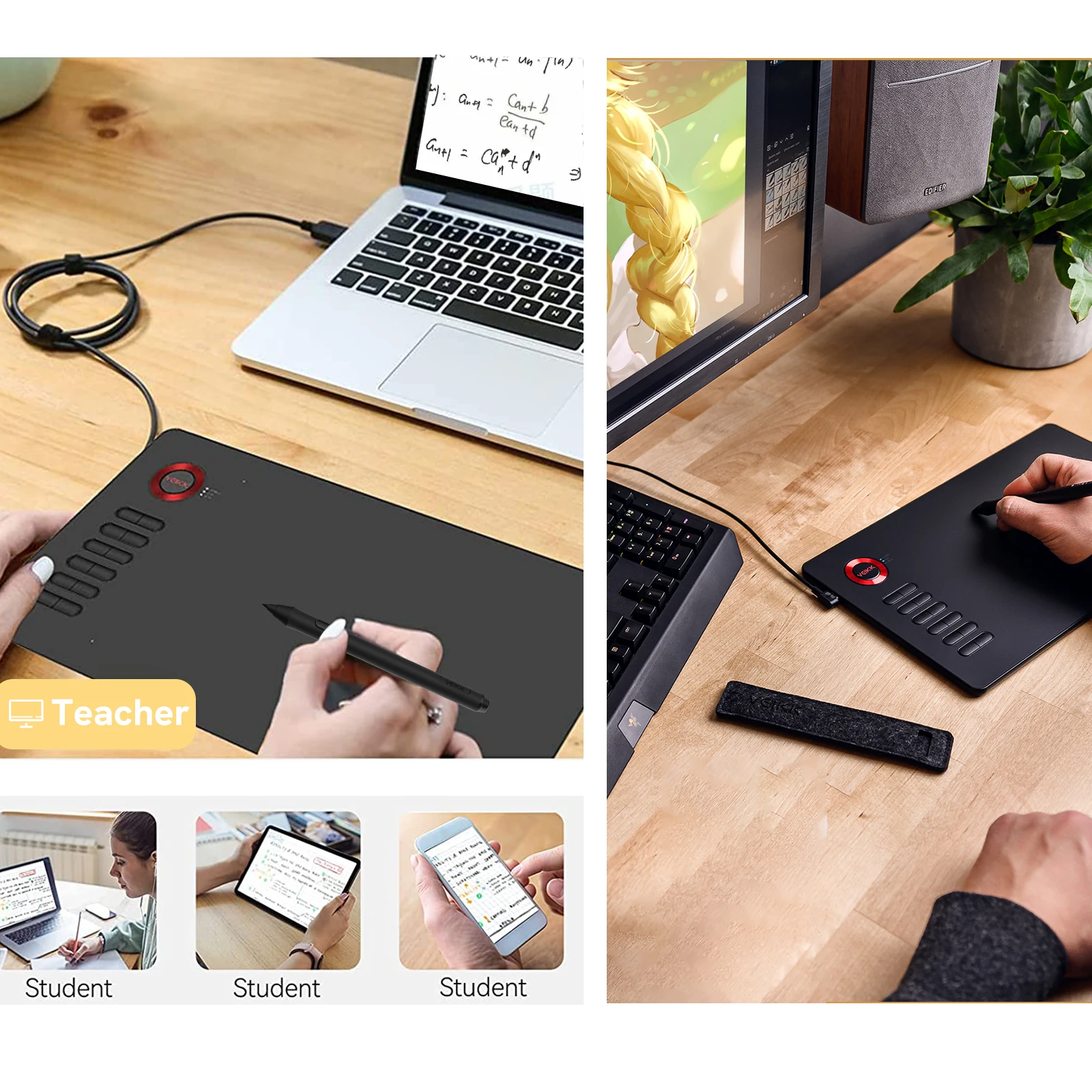 Tablet Gráfico Veikk A15 para Desenho 10 Polegadas Tilt Android Windows Mac 12 Teclas de Atalho Stylus sem Bateria 8192 Níveis - Imagem 6