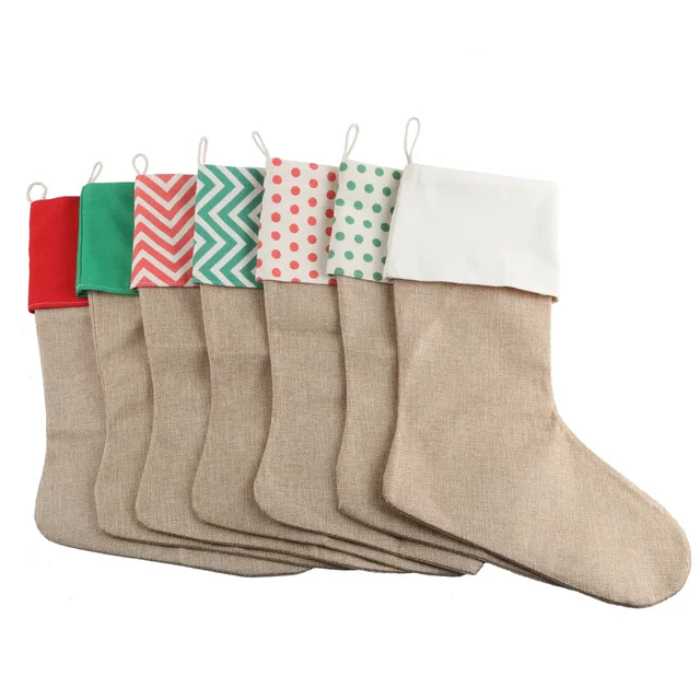 Christmas Stocking Gift Bags Jute Burlap Gift Bags Home Party Decoration Burlap Socks Xmas Supplies  christmas Holders for home 1