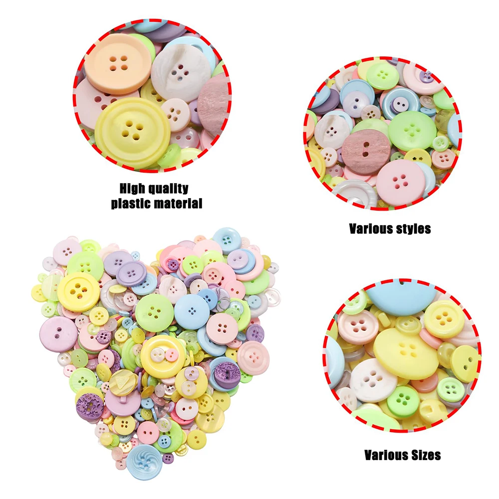200-300개 150g 혼합 색상 레진 버튼 다양한 스타일 레진 버튼 내구성 가벼운 버튼 DIY 공예용