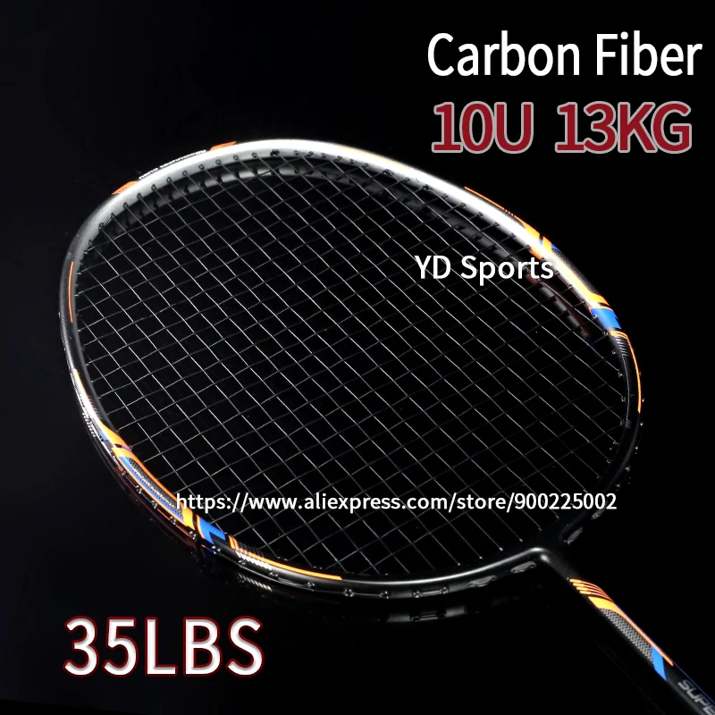 2PCS/1 Pair Professional 10U Full Carbon Fiber Badminton Rackets Strung