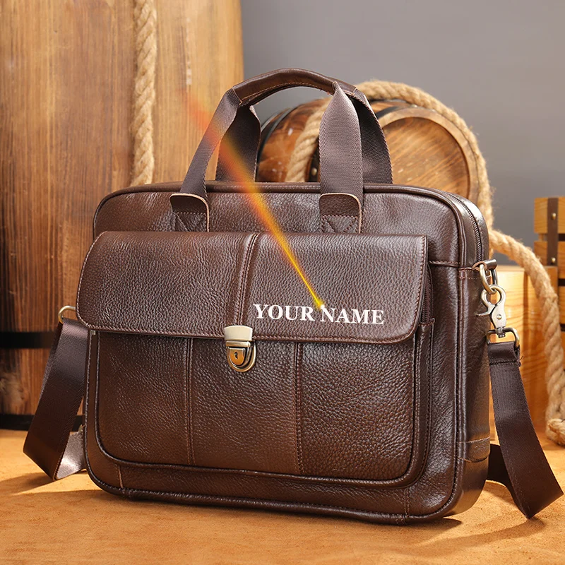 

Bag Men Leather Laptop Bags 14 Men's Briefcases Business Man Bag for Document Black Men's Shoulder Bags Portfolio 315