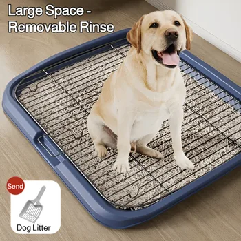 Toilette per cani di grandi dimensioni Attrezzatura per l'addestramento alla toilette per cani di taglia media e grande Raccoglitore di cacca anti-passo per pulizia completa in acciaio inossidabile