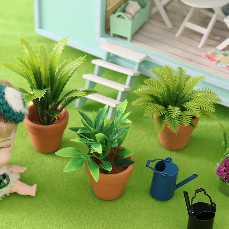 

1Pcs 1:12 Dollhouse Miniature Tree Potted Plant Green Plant Model For Dolls House Garden Decor Ornament Toy