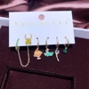 MIGGA 6pcs Cool Movie Hero Pendant Drop Earrings Set Gold Color Plated Cubic Zircon Stone Women Jewelry 3