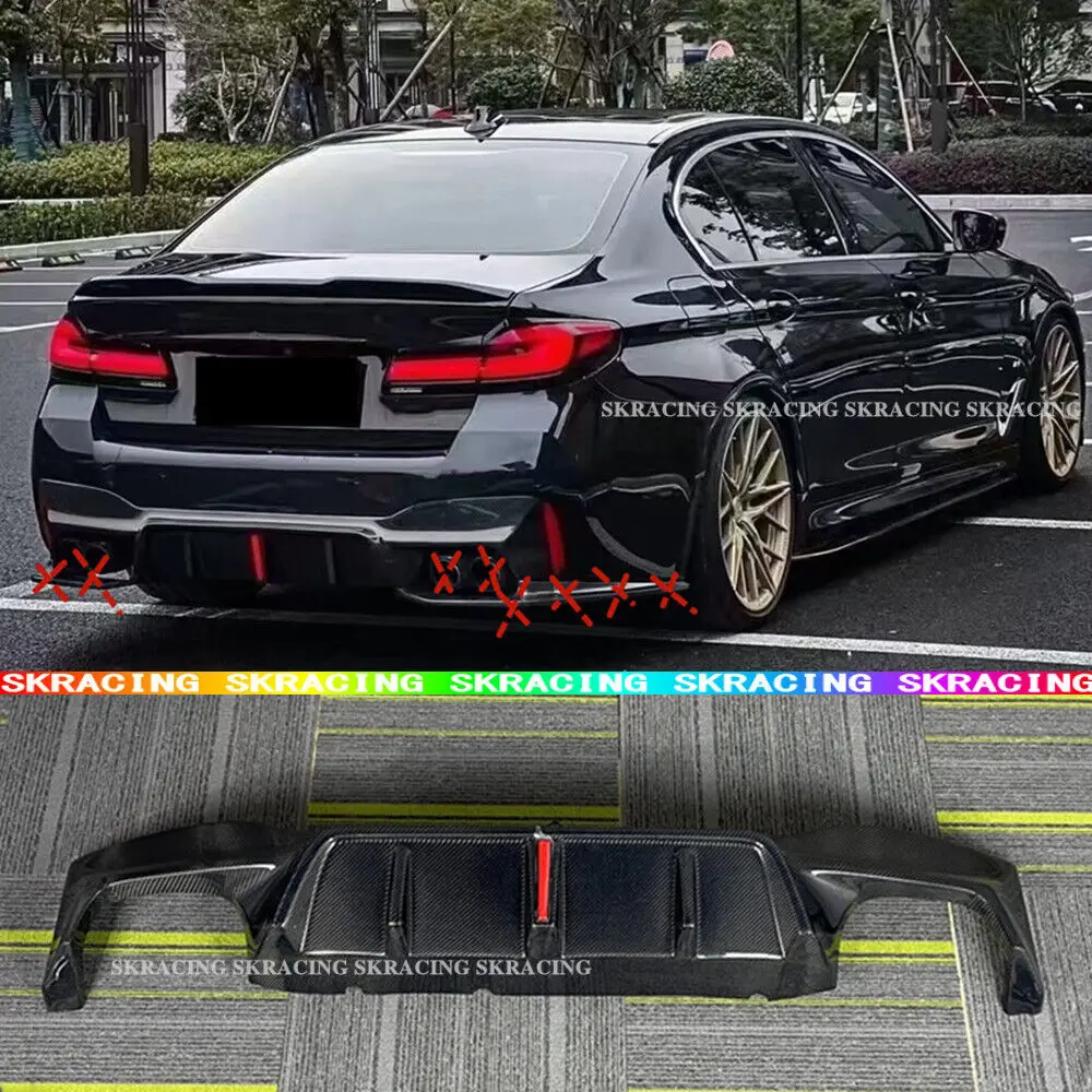 

Подходит для BMW M5 F90 2018-2023 натуральный углеродный волоконный диффузор для заднего бампера комплект спойлера для губ