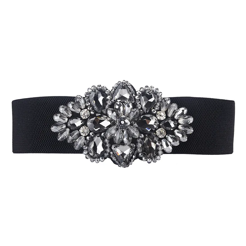 Women's Crystal Buckle Belt，With Skirts Elastic Wide Waist Cover Woman Fashion Versatile Decoration Elastic Belt，For Ideal Gifts