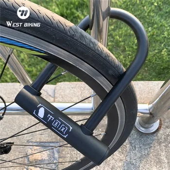 WEST BIKING Lucchetto per Bicicletta Antifurto, Lucchetto a U per MTB e Bici da Strada, Accessori per Biciclette, Lucchetti di Sicurezza in Acciaio per Ciclismo