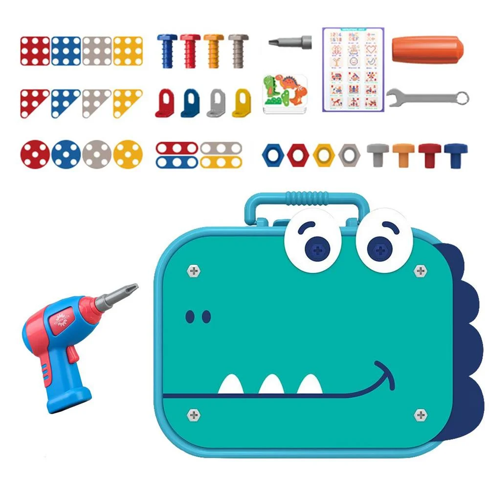 Electric Drill Screw Nut 3D Puzzle Toys Pretend Play Dinosaur Tool Toy Drilling Assembly Engineering Educational Toys for Boys kids repair toys,plastic construction toys,kids construction toys,kids pretend play set,kids educational toys,home repair toys