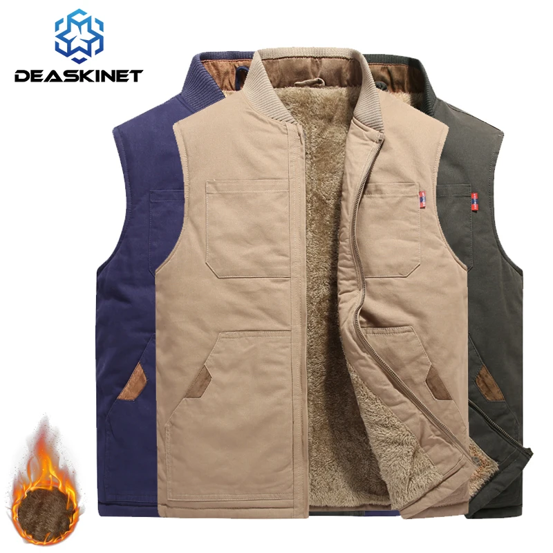 

Men Winter Sleeveless Cotton Fleece Jacket Vest Fashion Casual Outdoor Windproof Vest Men Keep Warm Thicken Vest Jacket Men 6Xl